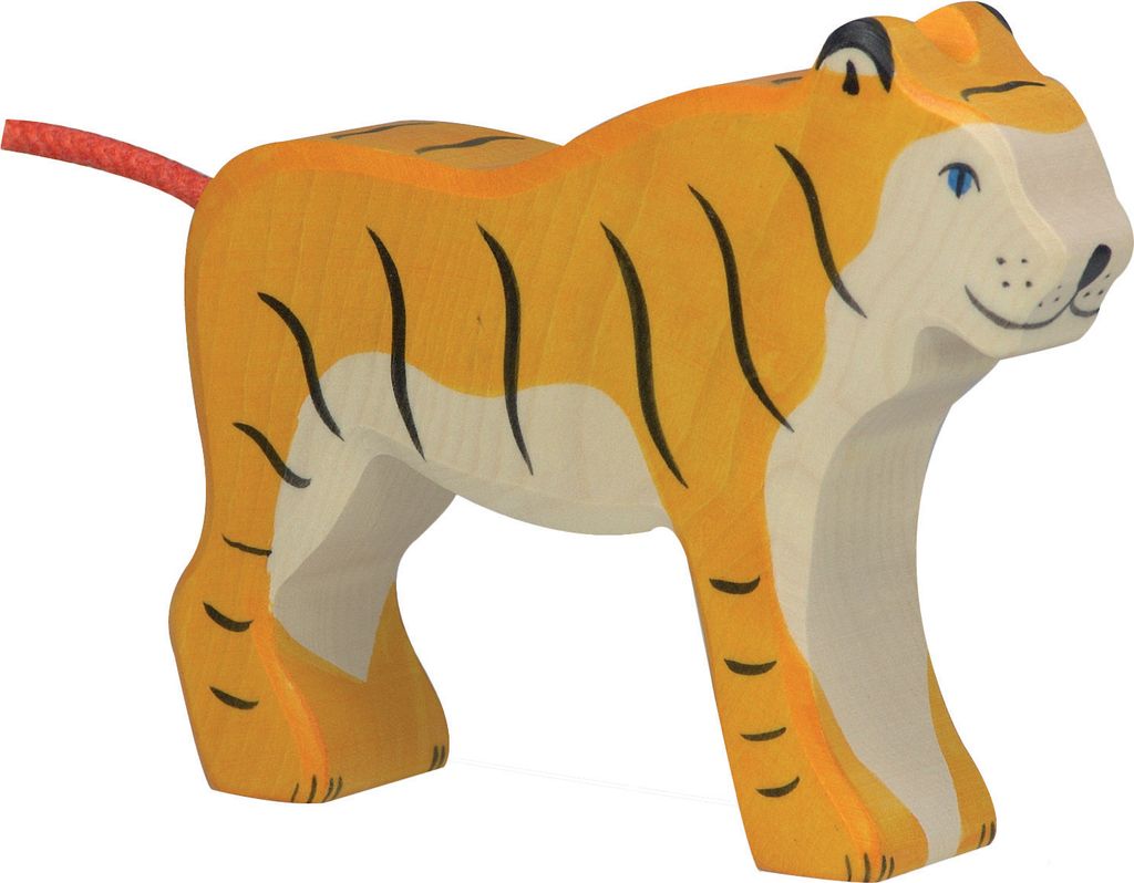 Holztiger Safari Holztiere Holzspielzeug Tiger stehend Produktbild 