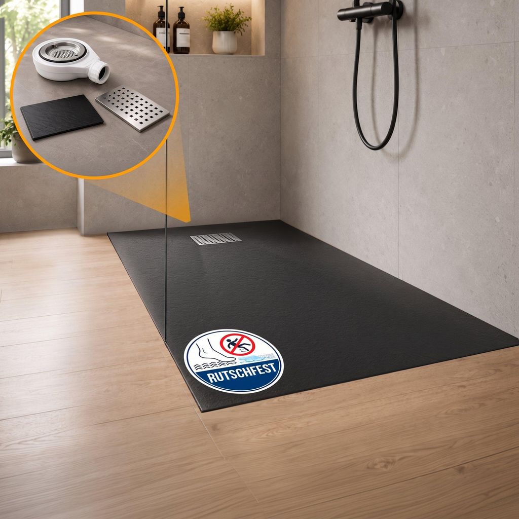 Dalsys Duschwanne 120x80cm mit Ablaufgarnitur - flache Produktbild 