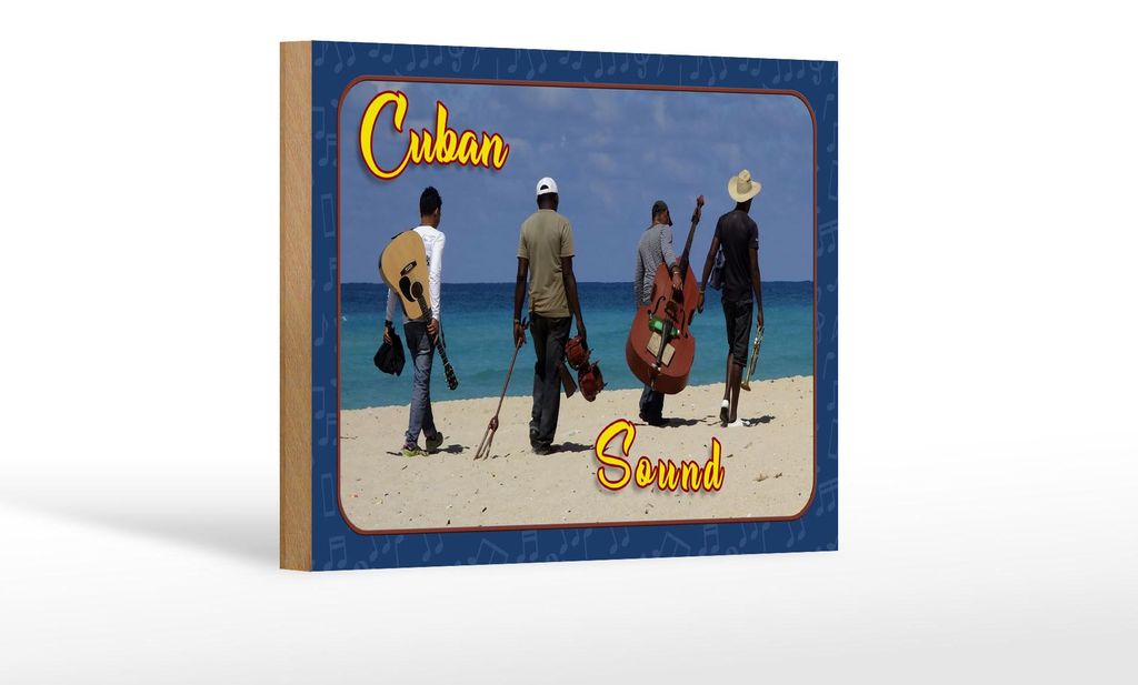 Holzschild Cuba 18x12cm Cuban Sound Band am Strand Produktbild 