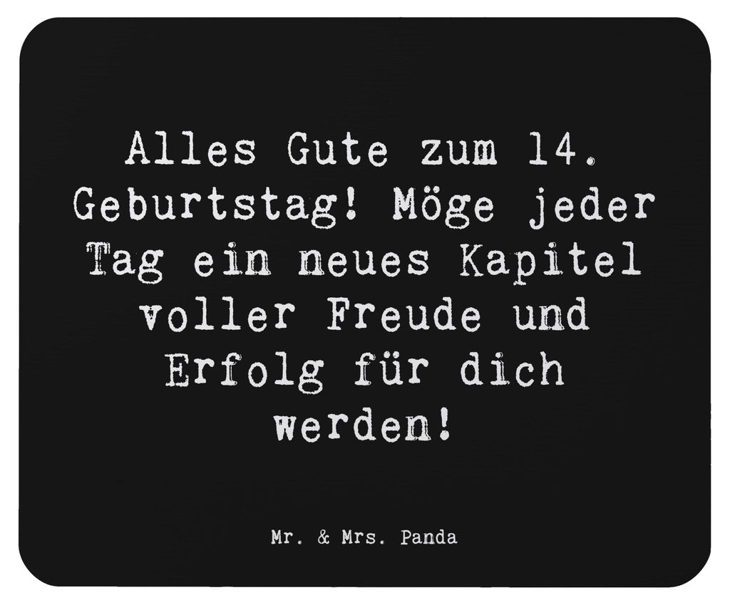 Mr. & Mrs. Panda Mauspad Spruch 14. Geburtstag - Schwarz - Geschenk, Alles Gute, Geschenkidee, pc, Mouse Pad, Geburtstagsparty, Freude, laptop, gl...