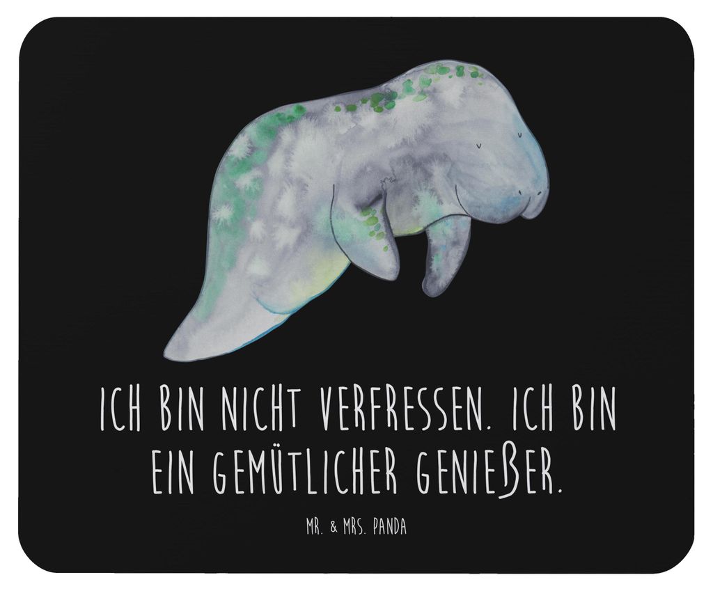 Mr. & Mrs. Panda Mouse Pad Seekuh Chillen - Schwarz - Geschenk, notebook mauspad, Essen, Meer, Mousepad, Süßigkeiten, pc, Seekühe, Zucker, lapto...