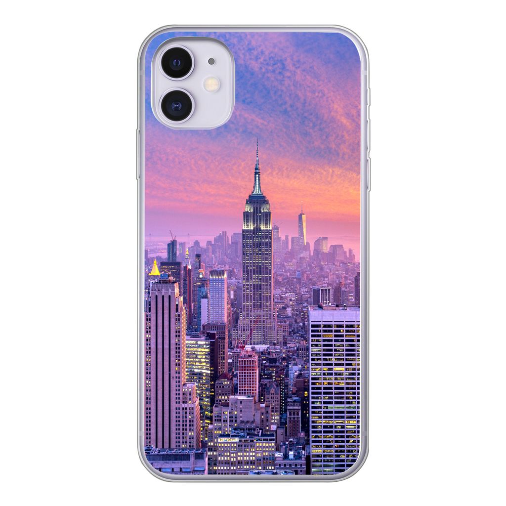 MuchoWow Handyhülle Schutzhülle Hülle für iPhone 11 New York - Farben - Skyline Silikon Softcase Handy Hülle - Handytasche