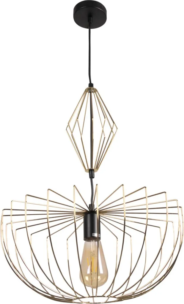 Suspension Métal Doré et Noir 138cm JASMINA, Luminaire E27 Moderne