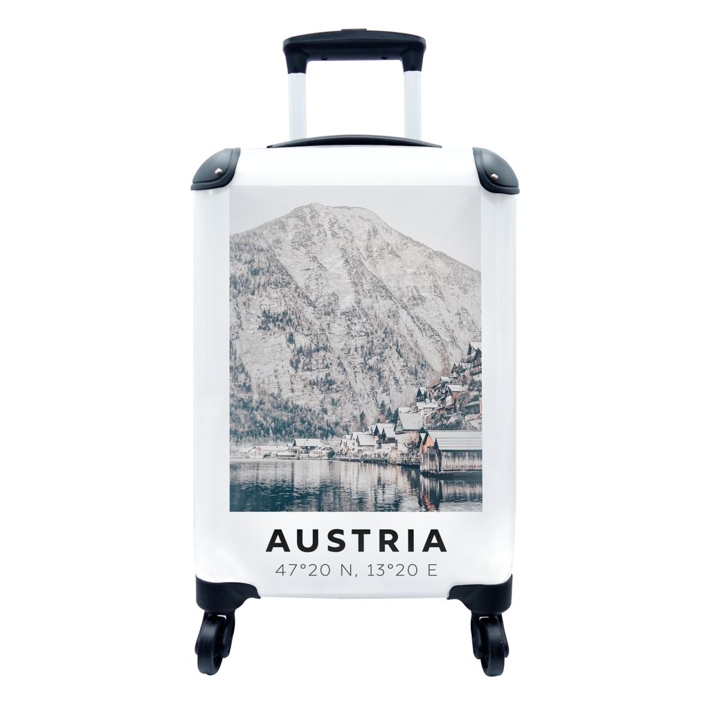 MuchoWow Koffer Handgepäck Trolley Rollkoffer Kleine Reisekoffer mit 4 Rollen - Österreich - Wasser - Berge - Alpen - Cabin Size < 55x40x23 cm ...