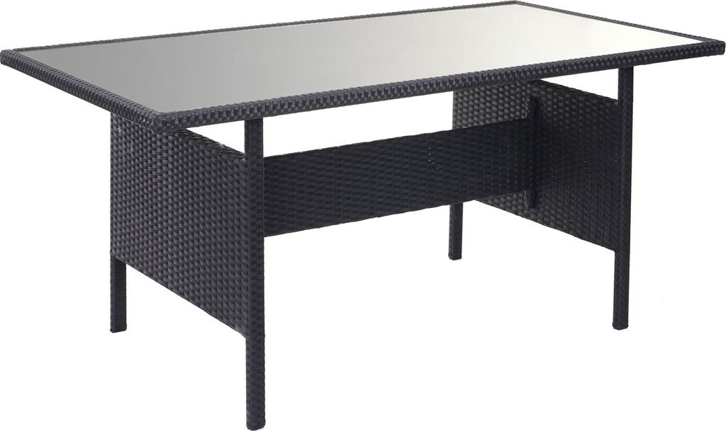 Schwarzes Polyrattan-Lounge-Esstischset dunkelgrau Produktbild 