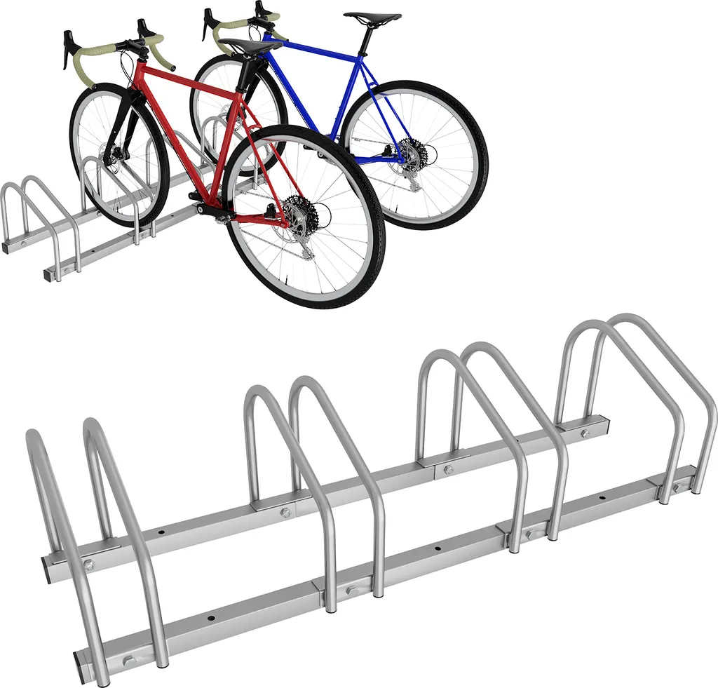 Support Vélo Multiple Stable 4 Places, Largeur de Pneu 55mm Max Argent