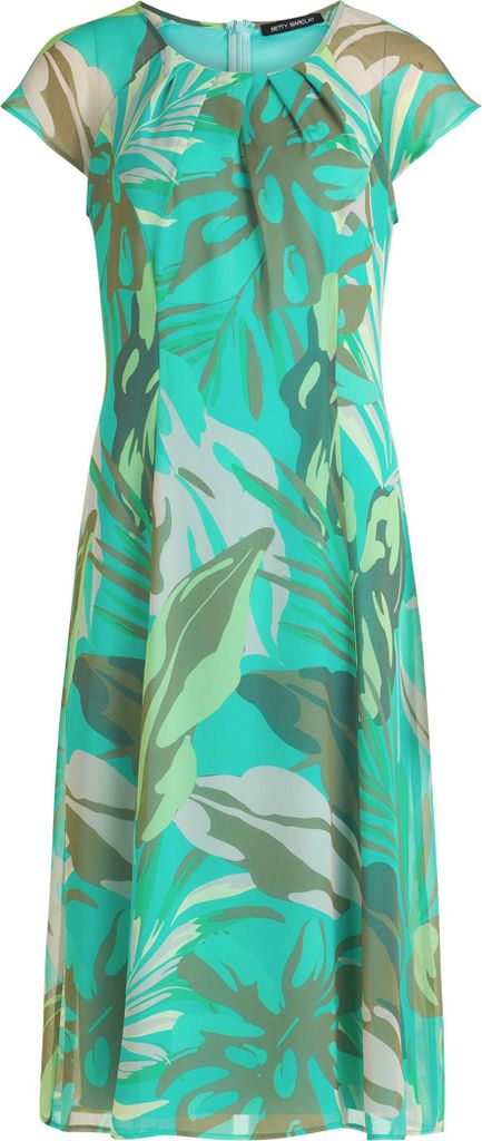 Betty Barclay Kleid Lang 1/2 Arm Khaki/Blue 42