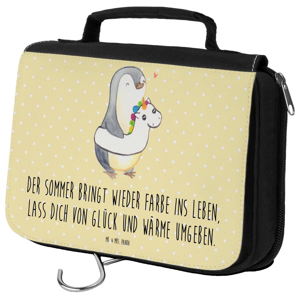 Mr. & Mrs. Panda Necessaire Sommerfarben - Gelb Pastell - Geschenk, kosmetiktäschchen, Summer Vibes, duschbeutel, kulturtäschchen, Sommergefühle...