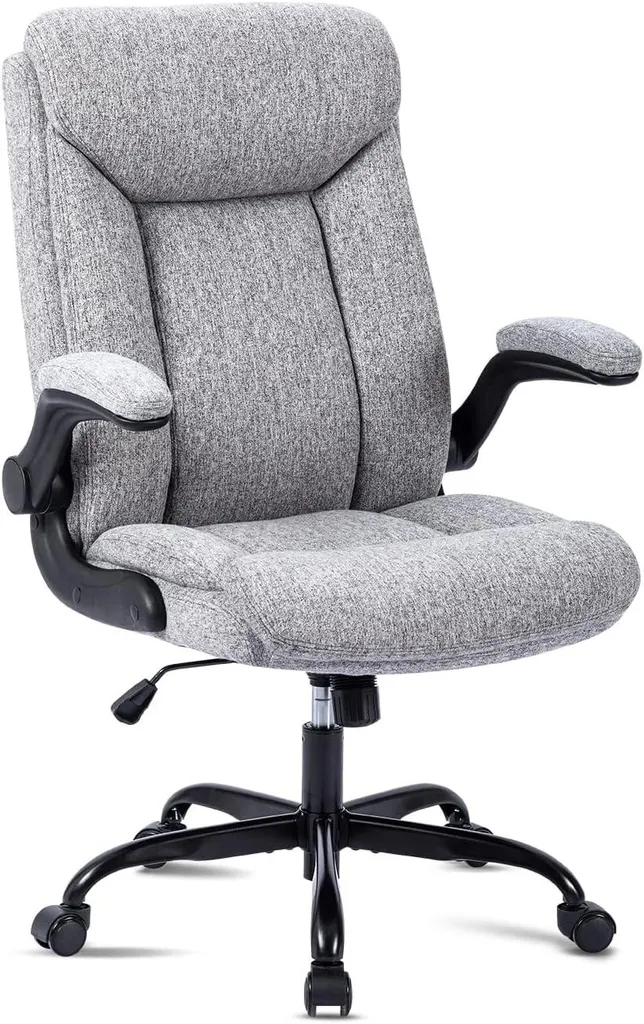 Chaise de bureau grise pivotante idéale pour le télétravail et l'étude
