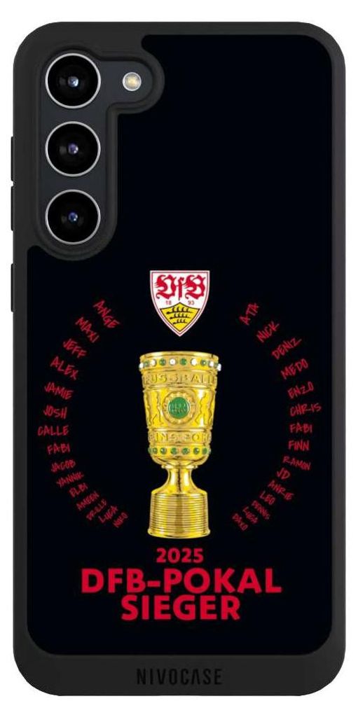 NIVOCASE Handyhülle für Samsung Galaxy S23+ Hülle NIVOpure Case Schwarz Offizielles Lizenzprodukt Pokal VfB Stuttgart