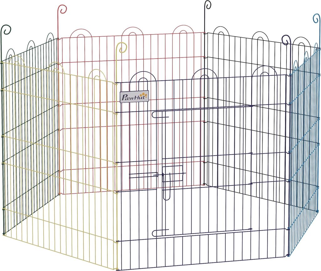 Buntes Freilaufgehege Ø120x60H cm, Metall, verriegelbar, modular für Welpenauslauf