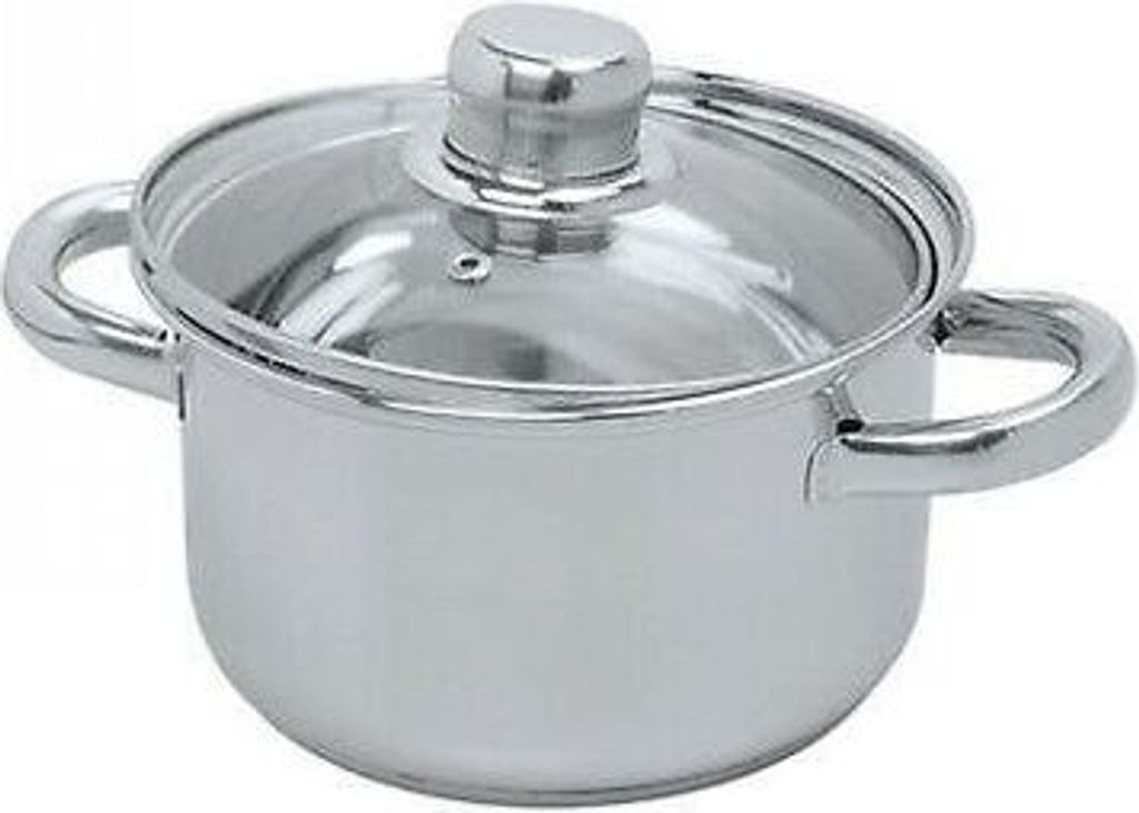 Edelstahl Fleischtopf Kochtopf Bratentopf Topf Induktion mit Glasdeckel GROSSE 24 cm