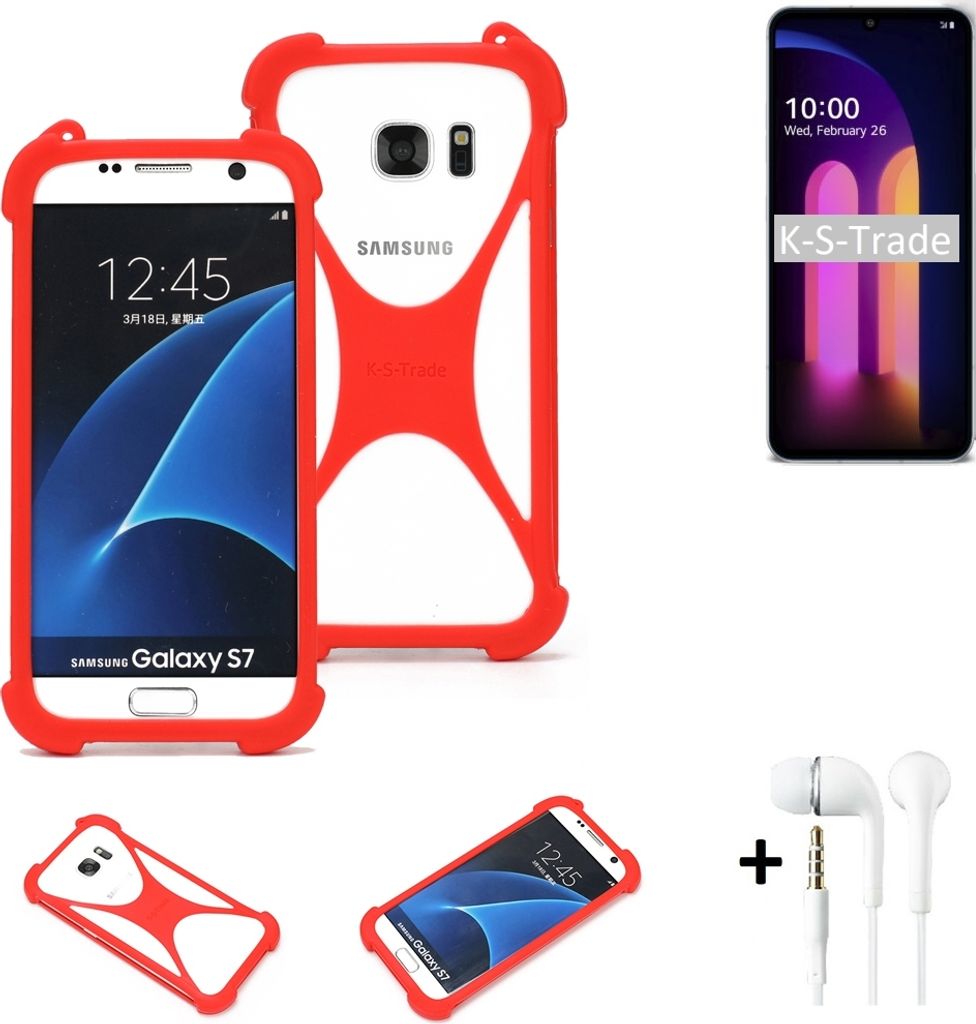 Handy-hülle + Kopfhörer kompatibel mit LG Electronics V60 ThinQ 5G Schutz-hülle Bumper Silikon Schutz Hülle Cover Case Silikoncase Silikonbumper