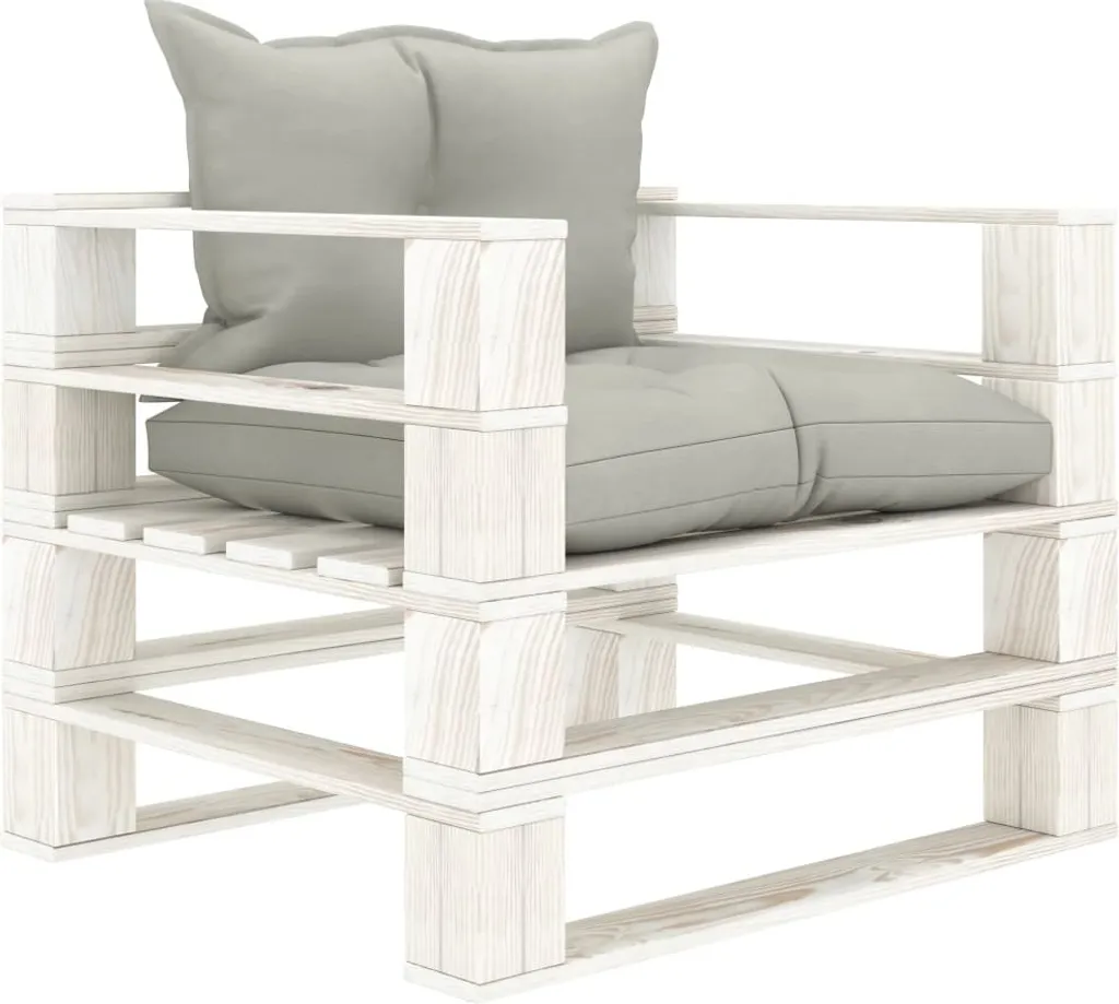 Canapé palettes bois solide avec coussins taupe : confortable