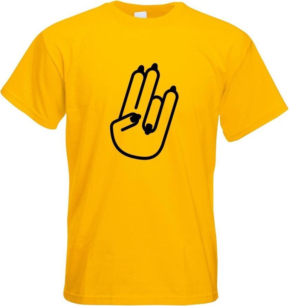 Kiwistar - T-Shirt - gelb - The Shocker Hand Motiv2 Motiv Bedruckt Funshirt Design Print - mit Motiv Bedruckt - Funshirt Design - Sport - Freizeit ...