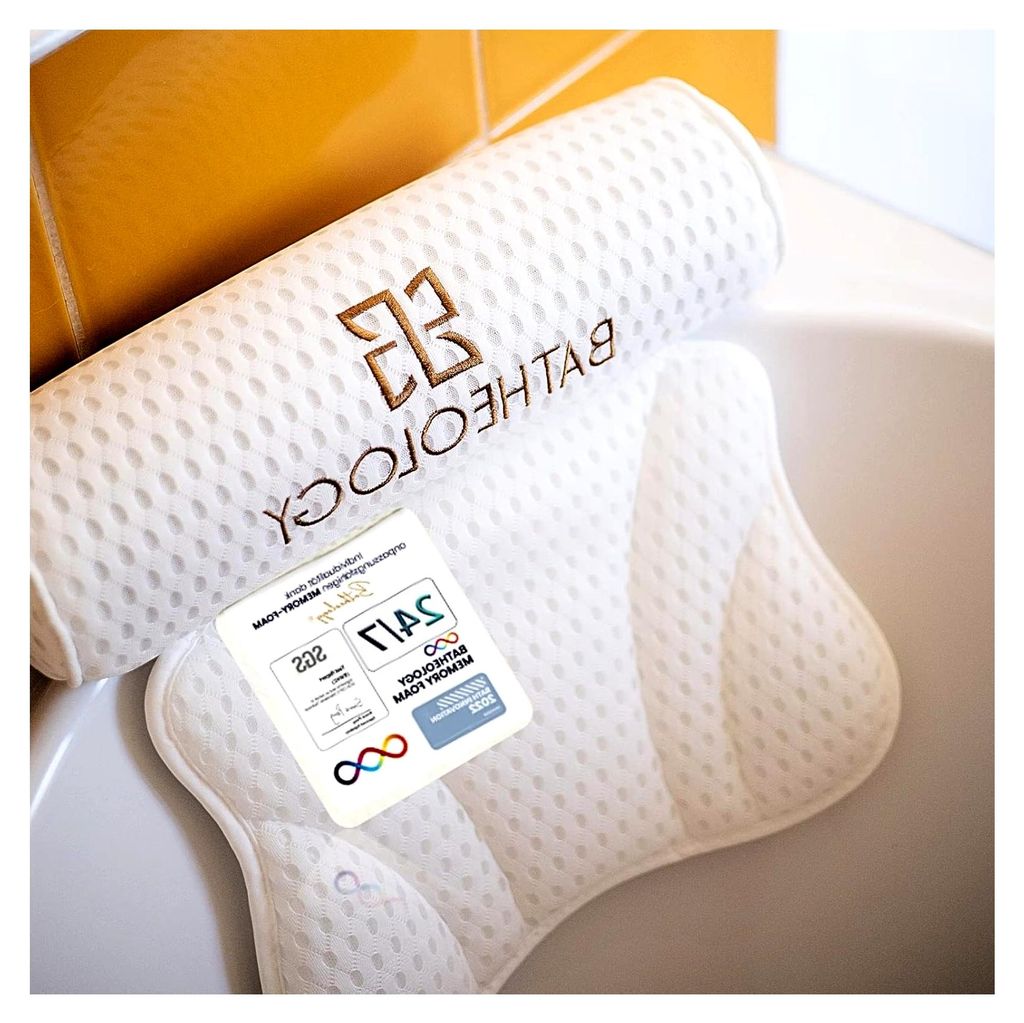 Badewannenkissen, Ergonomisches Badekissen für die Badewanne mit Visco-Memory-Schaum-Füllung, Kissen zur Entspannung der Wirbelsäule, Stütze f...