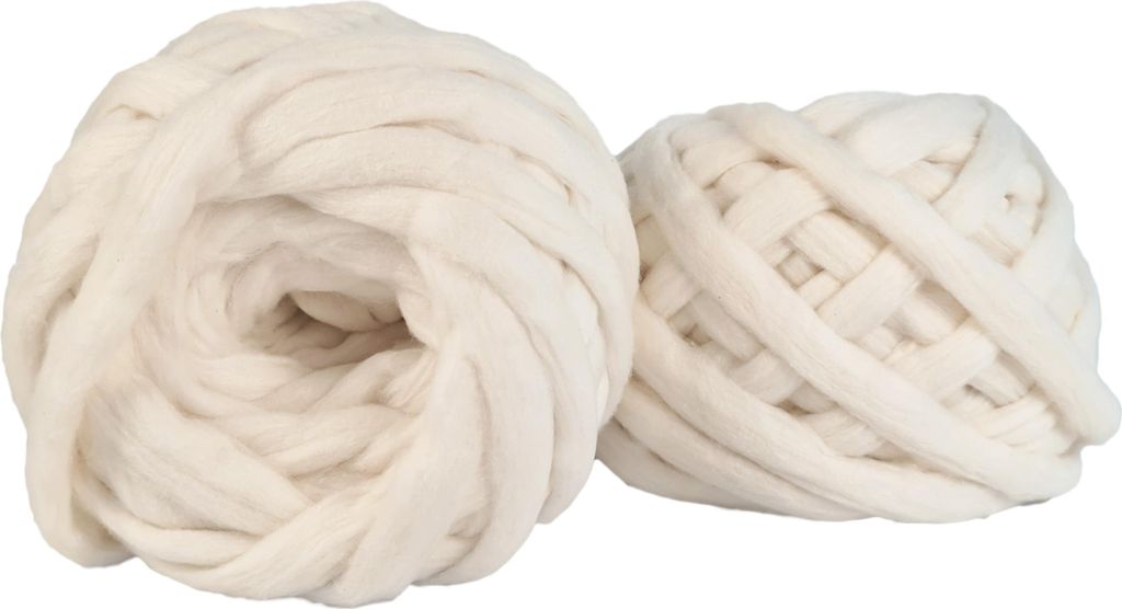 NaturWeiß Kammzug-Garn aus recycelter Baumwolle 150g 1 Stück