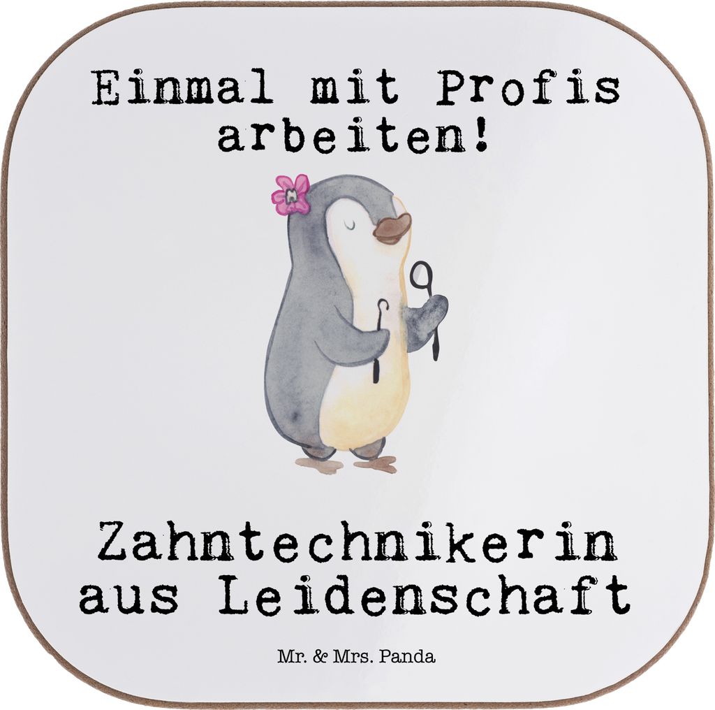 Mr. & Mrs. Panda Untersetzer für Gläser Zahntechnikerin Leidenschaft - Weiß - Geschenk, Coaster, Tassenuntersetzer, Tischuntersetzer, gläserunt...
