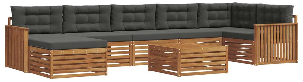 vidaXL Outdoor-Sofagarnitur mit Kissen 8 pcs Natur und Anthrazit