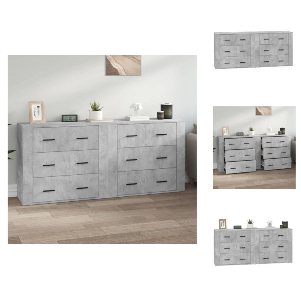 vidaXL Sideboards 2 Stk. Betongrau Holzwerkstoff - Sideboards