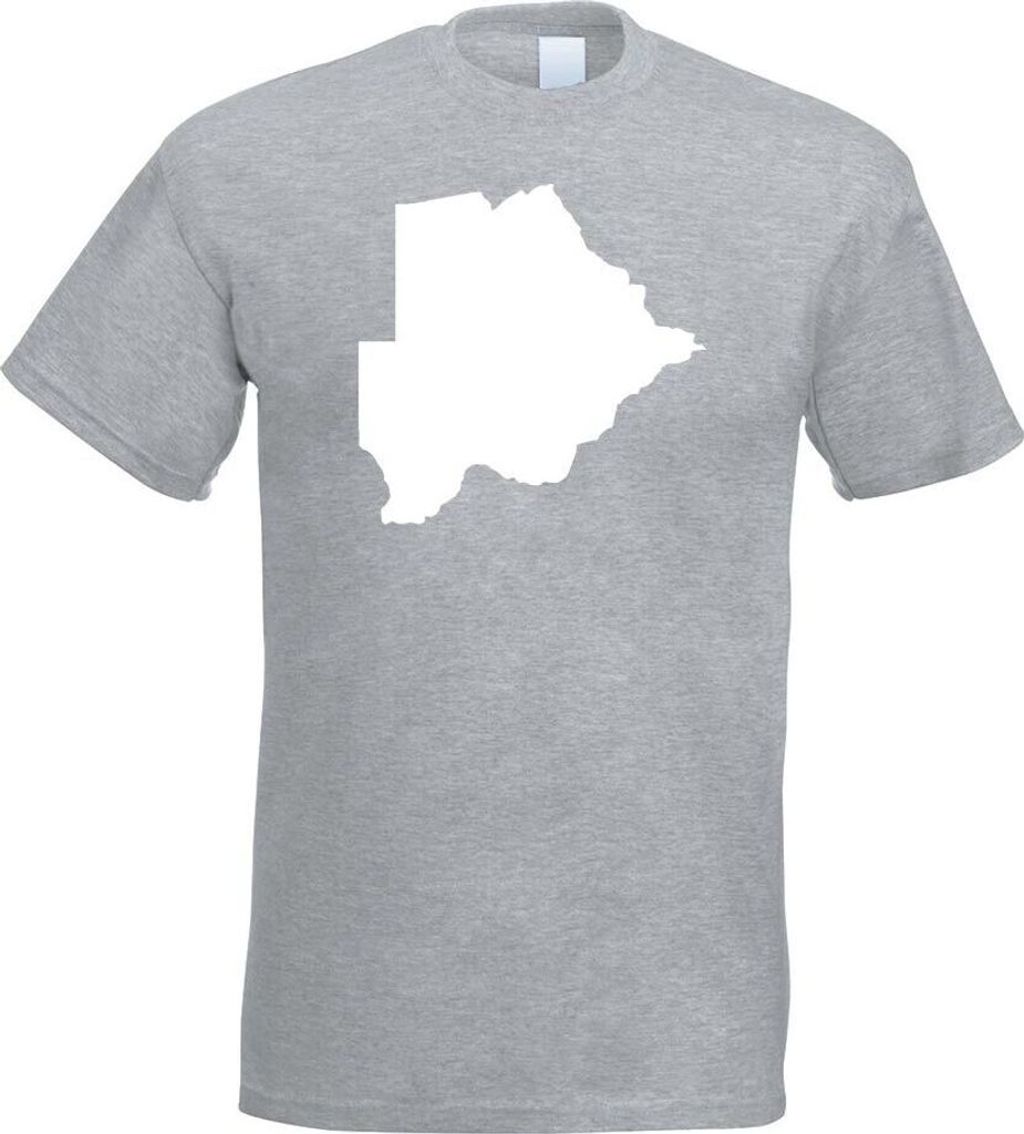 Kiwistar - T-Shirt - Graumeliert - Botswana Umriss Kontur Herren Funshirt Bedruckt Design Sprüche Spruch Motive - mit Motiv Bedruckt - Funshirt De...