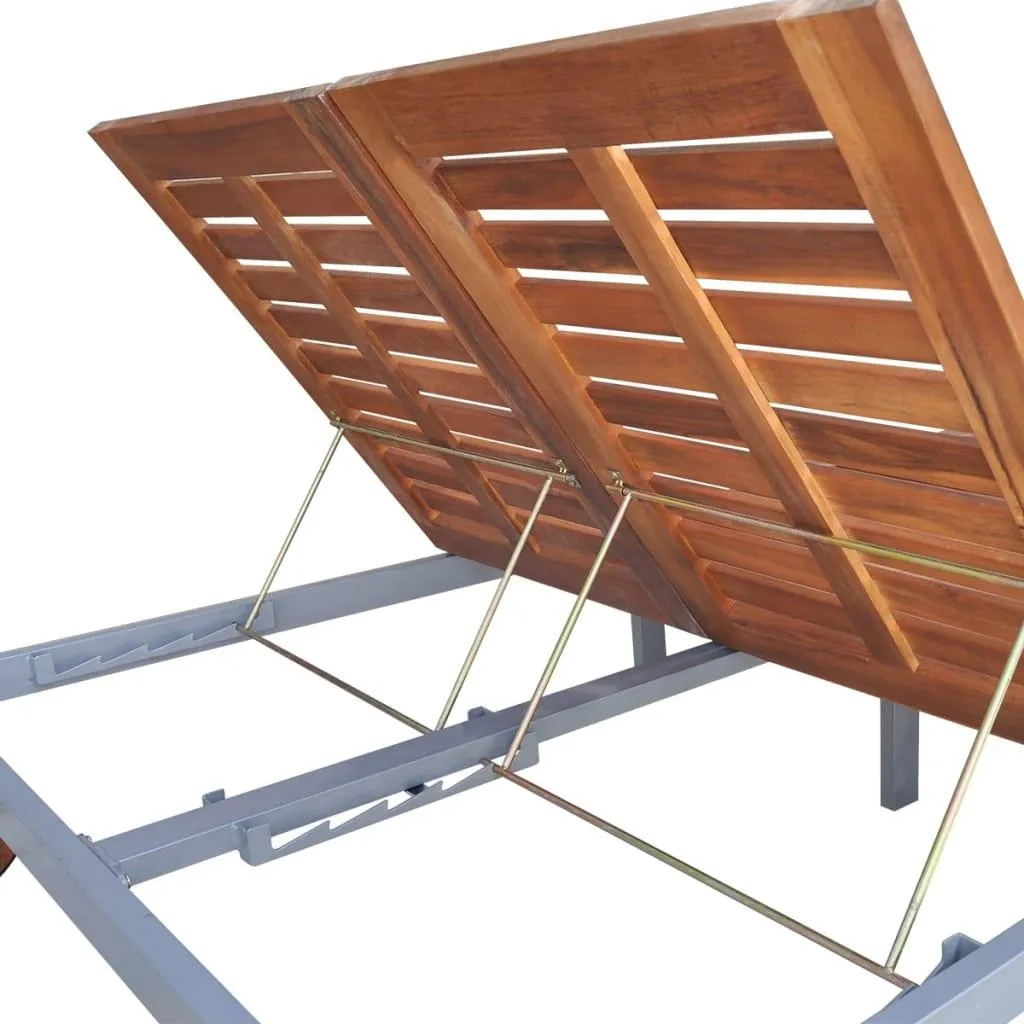 Bain de soleil double robuste bois acacia pour confort durable