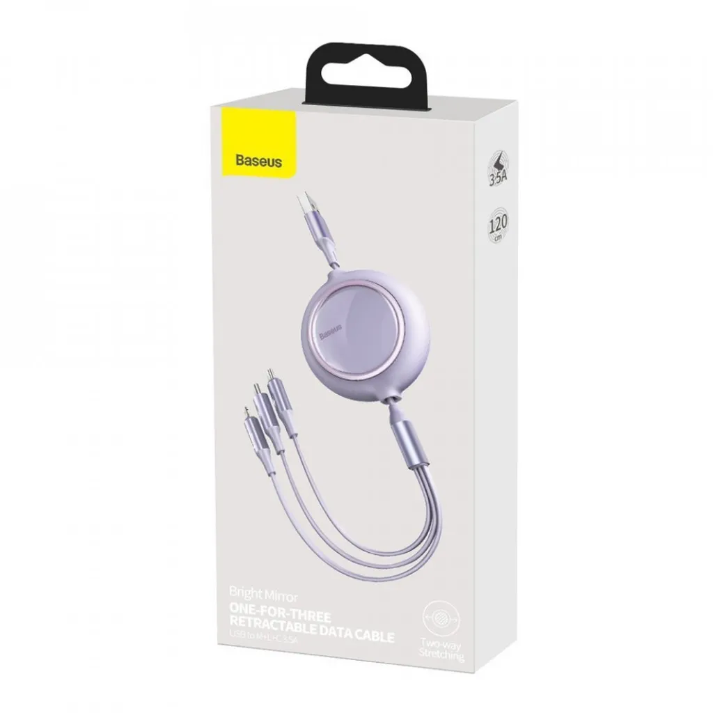 Baseus Câble 3-en-1 USB vers Lightning Type-C Micro USB 1.2m Violet