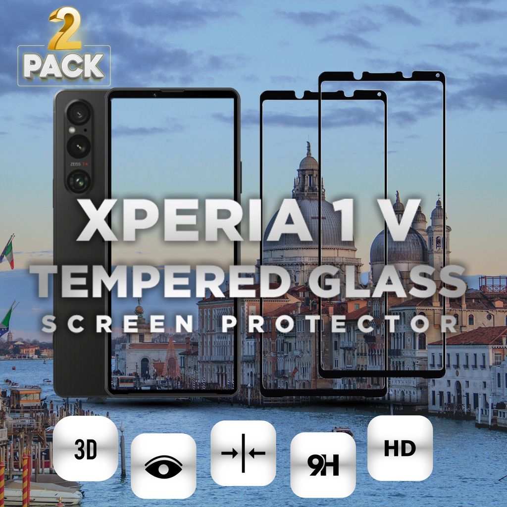 2-Stück Sony Xperia 1 V– gehärtetes Glas 9H – 3D-Displayschutz in Superqualität