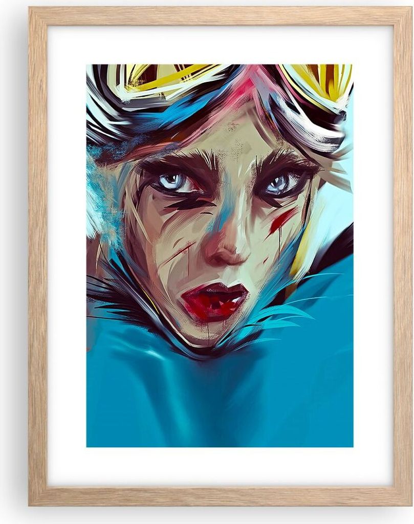 Gerahmtes Poster - Rahmen in heller Eiche - Stück Modern Frau - 30x40 cm - Wand Bild - Wanddeko - Wandbilder - Kunstposter - Wandposter - Bilderra...
