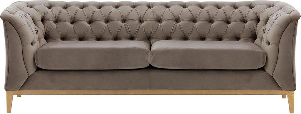2,5-Sitzer Sofa Chesterfield Modern Wood aus medizinischem Schaumstoff-Velluto 17-like oak