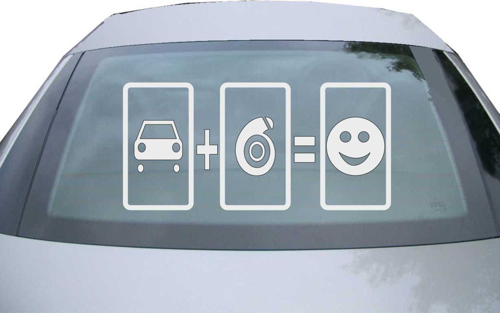 Indigos UG - Aufkleber Heckscheibe & Motorklappe DE6064 - silber - 600x285 mm - car + one turbo = happy - Auto Scheiben Fenster Heckklappe Tuning R...