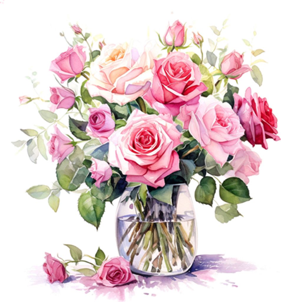 Servietten Papier 33x33cm 3-lagig Rosen in Vase Motiv 20 Produktbild 