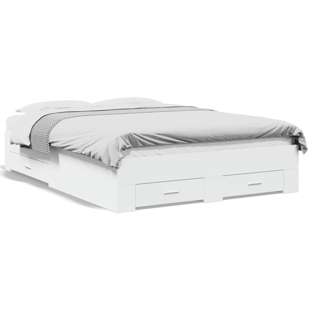 vidaXL Bettgestell mit Schubladen Weiß 140x190 cm Holzwerkstoff