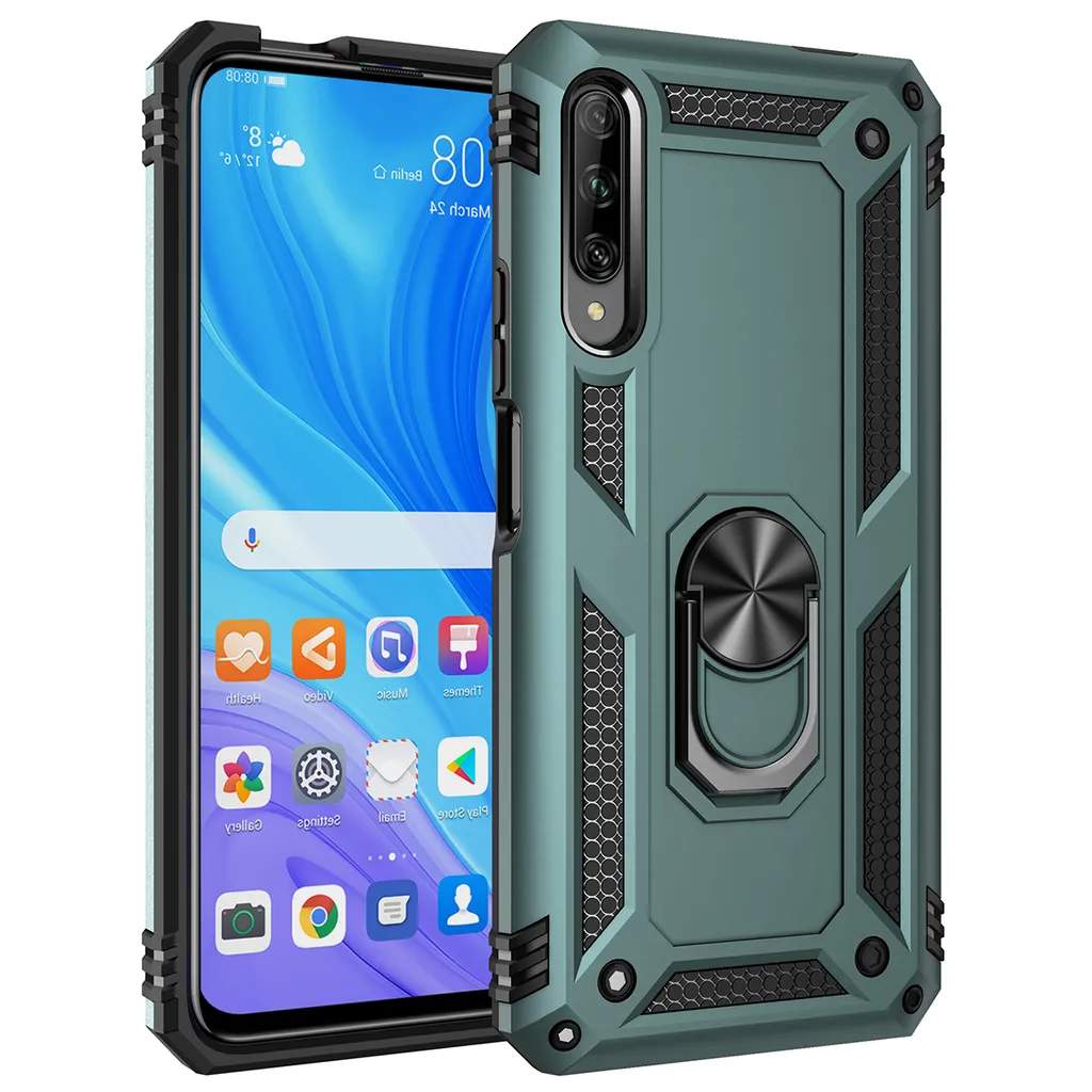 Custodia Verde Huawei P Smart Pro 2019 con Cavalletto e Anello
