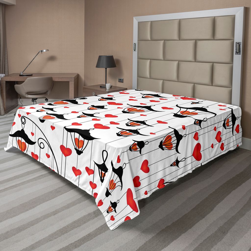 ABAKUHAUS Liebe Bettlaken, Laternen Und Herz Zum Valentinstag Kleine Lampe Klassisch Antike, weiches bequemes oberes Bettlaken für ein dekoratives...