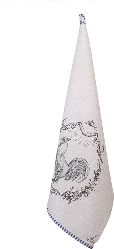 Clayre & Eef Geschirrtuch 50x70 cm Beige Baumwolle Hahn