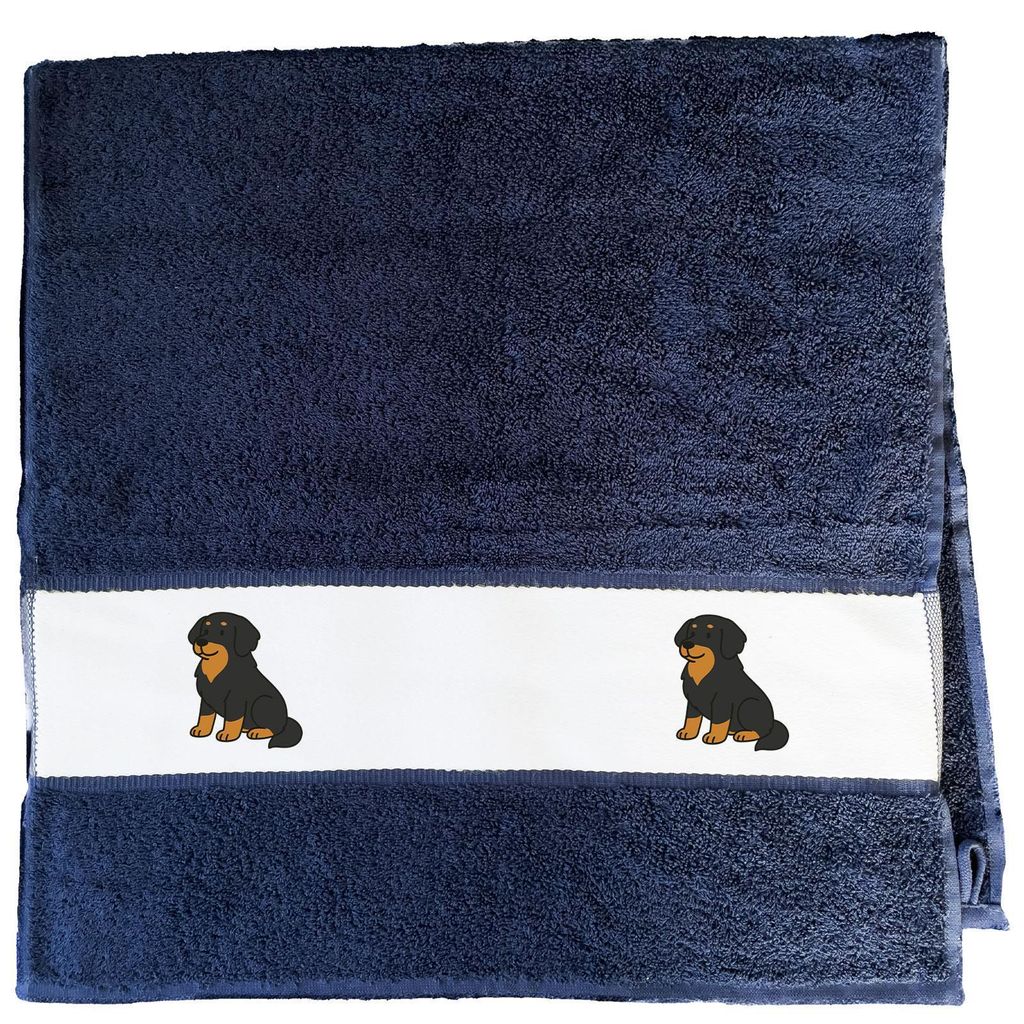 Huuraa Handtuch Hovawart Comic Hovi 50x100cm French Navy Baumwolle Handtuch Geschenkidee