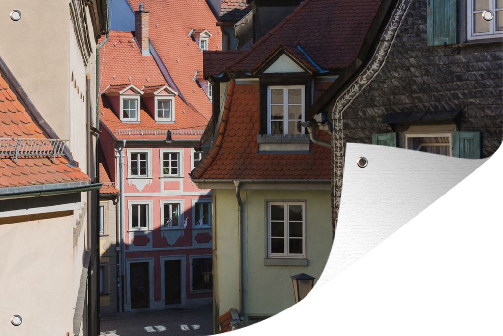 MuchoWow 90x60 cm Outdoor-Poster Gartendeko Sichtschutz Garten Poster für den Garten Eine Straße im historischen Zentrum von Bamberg