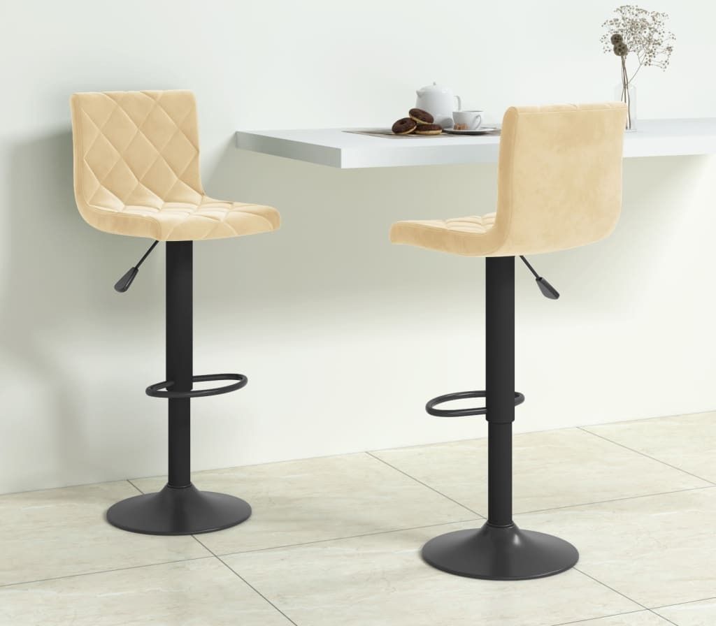 Möbel Barhocker 2 Stk. Creme Samt - Barstuhl 333730