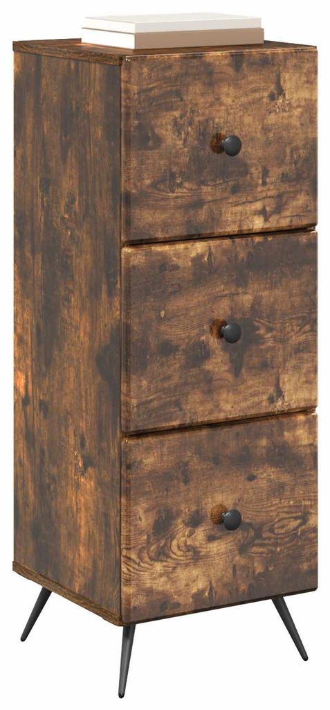 vidaXL Schubladenschrank Geräucherte Eiche 33 x 34,5 x 90 cm