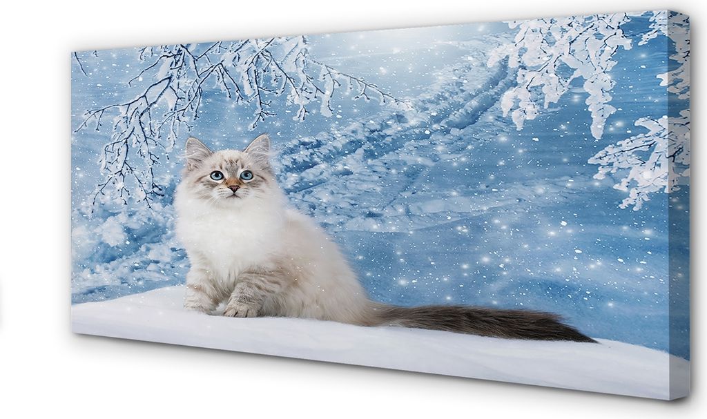Leinwandbild 120x60 Wandkunst Katze Winter