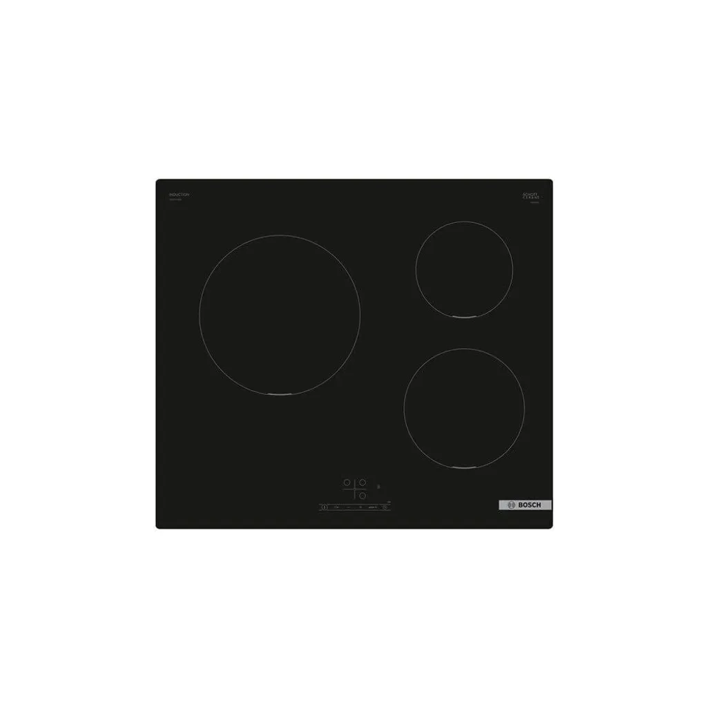 Table induction Bosch 60cm idéale pour cuisine familiale PUC611BB5E 3 feux noir