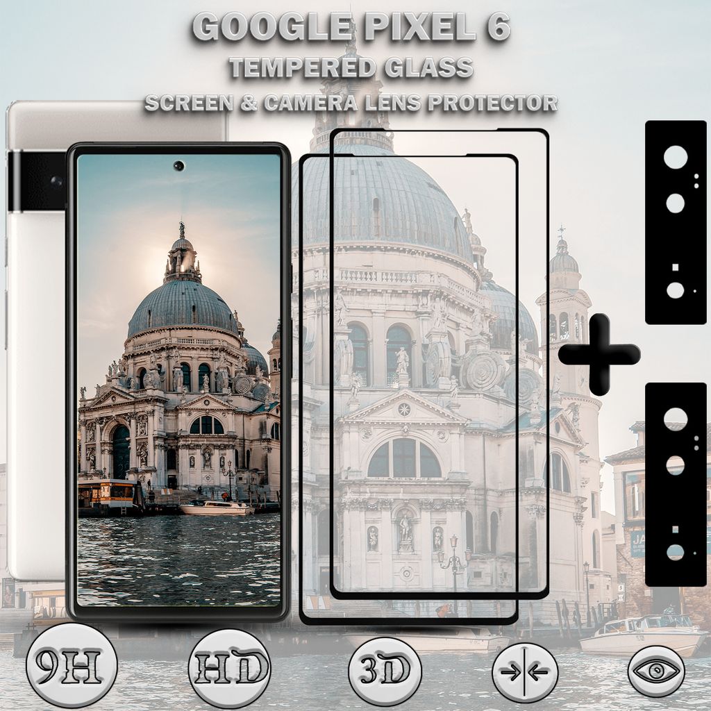 2-Pack GOOGLE PIXEL 6 Displayschutzfolie und 2-Pack Objektivschutz aus 9H gehärtetem Glas