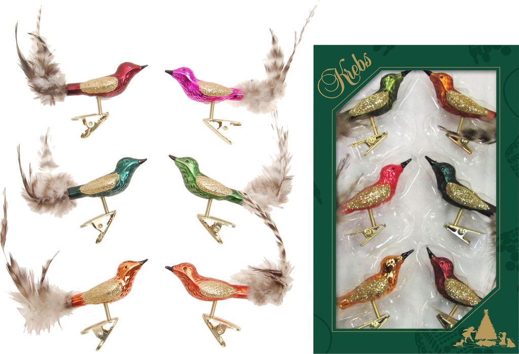 Krebs Glas Lauscha Weihnachtsbaumschmuck 6er Set - Produktbild 