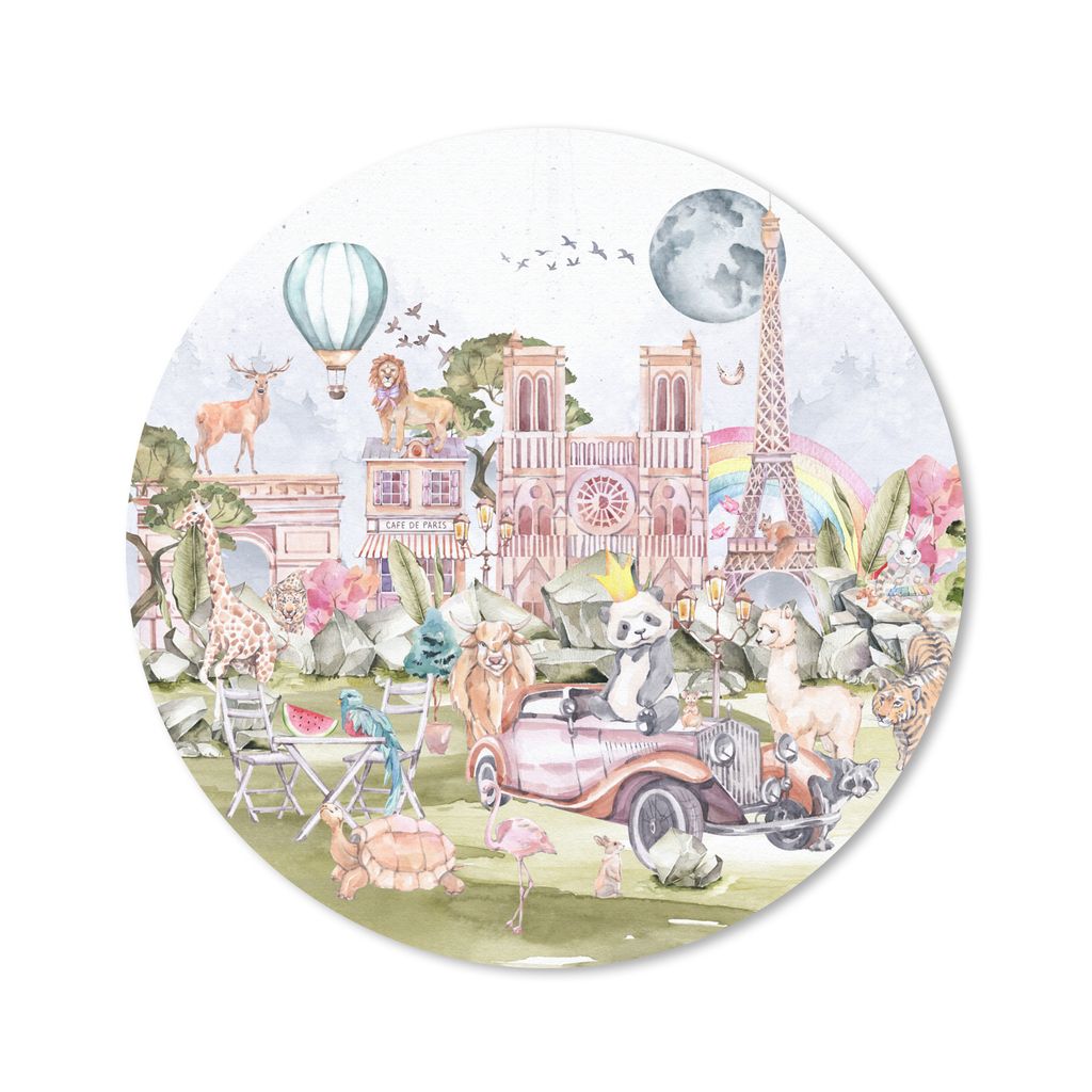 MuchoWow Mauspad Mousepad Paris - Regenbogen - Kinder - Rosa - Mädchen - Tiere 40x40 cm - Mousepads - Maus Mat - Pad - Mausunterlage - Schreibti...