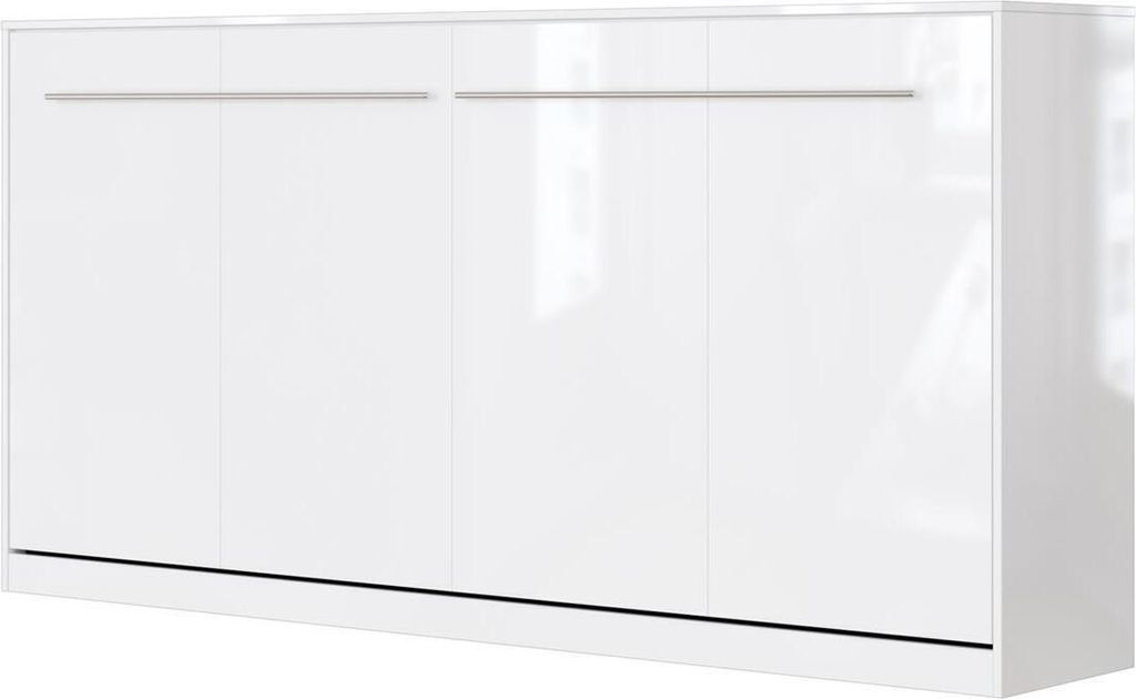 SMARTBett Schrankbett Standard Weiss Hochglanz/Weiss Hochglanz 90 Horizontal