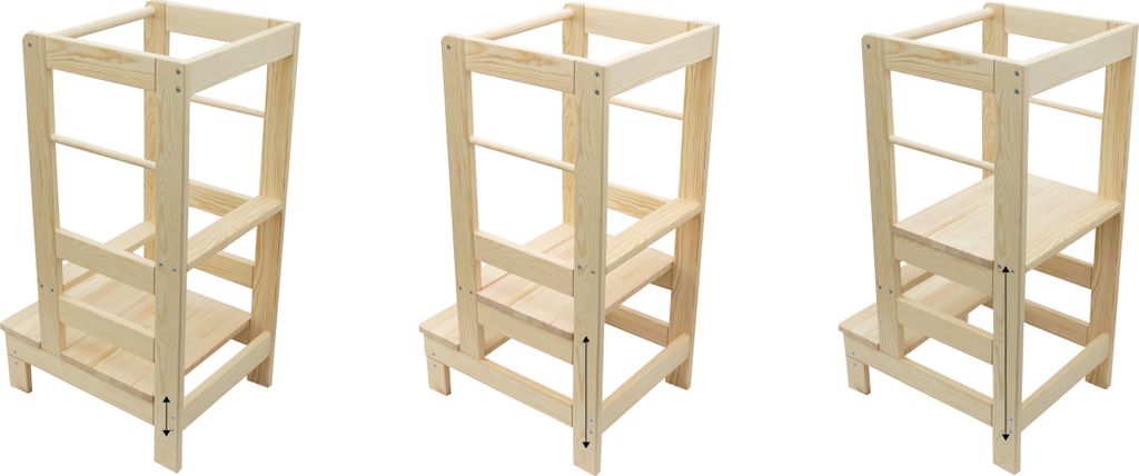Lernturm Lerntower Tritthocker massives Kiefernholz Produktbild 3