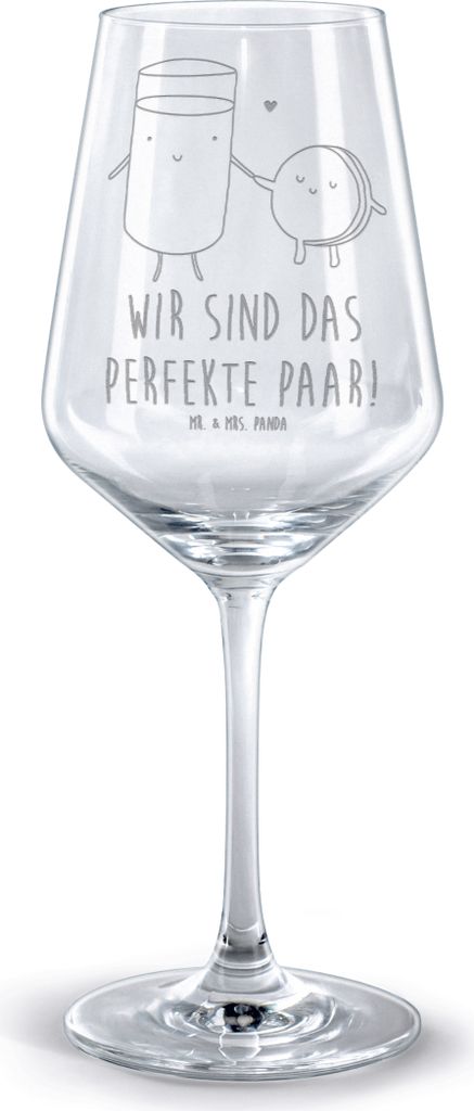 Mr. & Mrs. Panda weinglas graviert Milch Keks - Transparent - Geschenk, Kekse, Milk, Rotweinglas mit Gravur, glas für rotwein, graviertes, Cookie,...