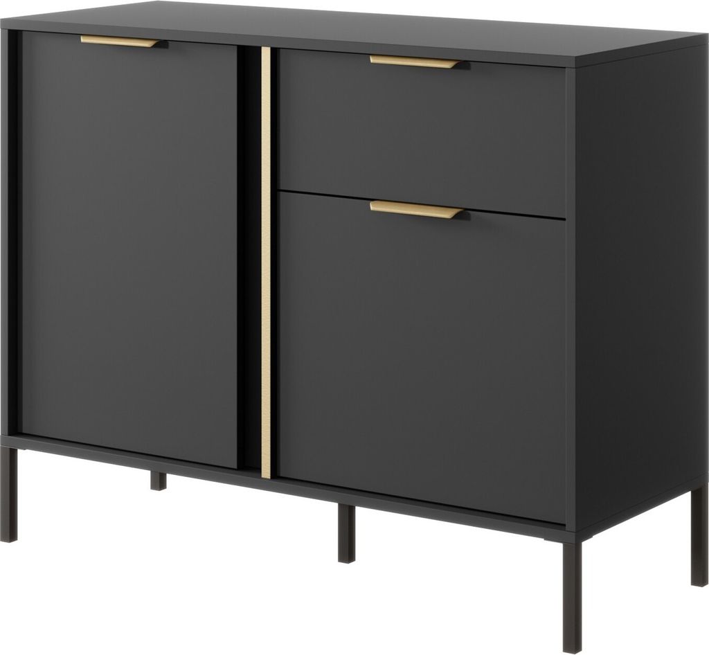 Furniture24 Kommode Lars D Schubladenschrank 103 X 81 X 39,5 Cm 2 Türiger Mit Schublade Schrank Wohnzimmerschrank