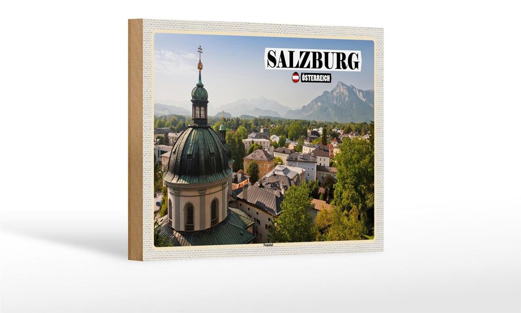 Holzschild Reise Salzburg Nonntal Österreich 18x12 cm Dekoration